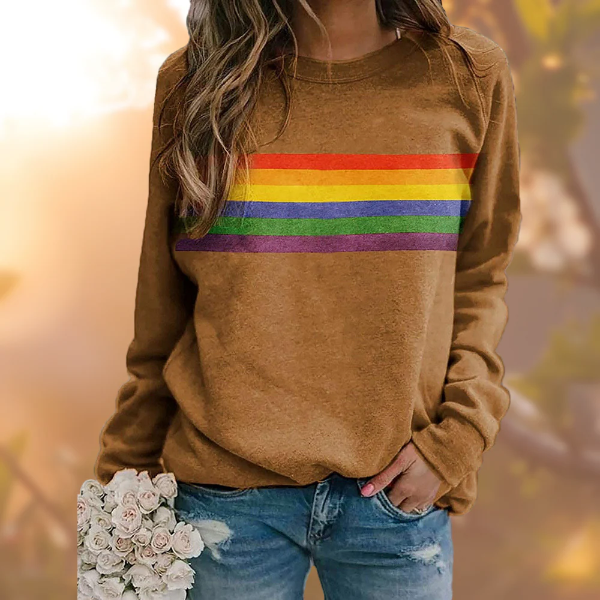 Women's relaxed-fit striped crew neck pullover sweater soft knit casual style cozy everyday wear