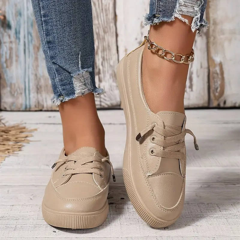 Women's casual slip-on sneakers with elastic band, breathable PU upper, lightweight cushioned insole everyday comfort