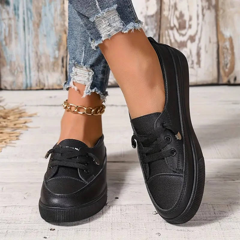 Women's casual slip-on sneakers with elastic band, breathable PU upper, lightweight cushioned insole everyday comfort