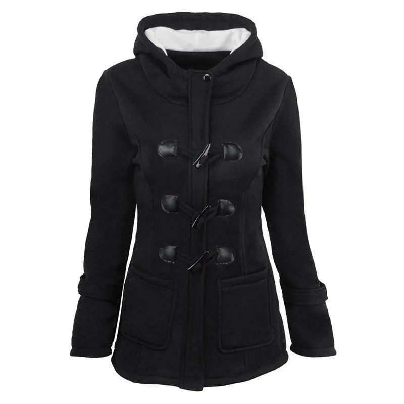 Women's cotton blend hooded jacket structured waist-flattering fit versatile spring autumn layer