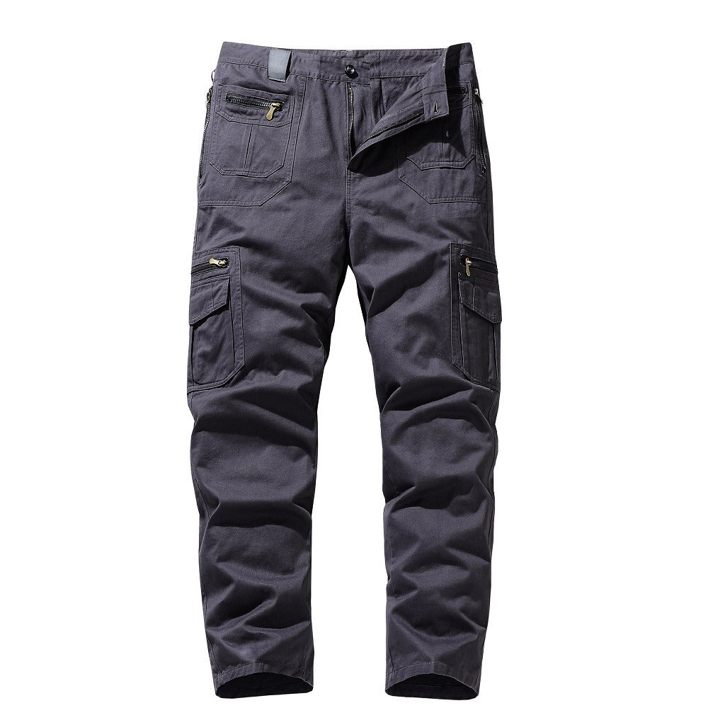 Men's loose fit straight leg cargo pants cotton blend with zipper pockets casual everyday style