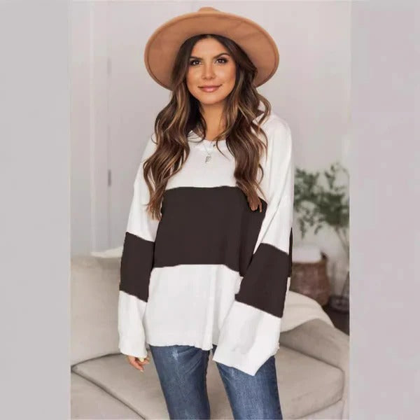 Women's oversized pullover sweater cozy knit texture wide sleeves casual comfort
