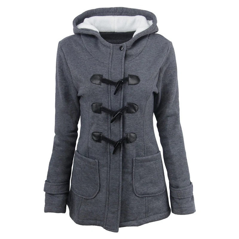 Women's cotton blend hooded jacket structured waist-flattering fit versatile Spring Autumn layer