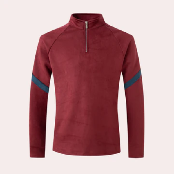 Men's relaxed fit pullover high collar short zipper striped sleeves modern urban style