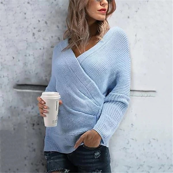 Women's relaxed fit ribbed knit wrap cardigan in neutral tones with V-neck and cozy everyday style