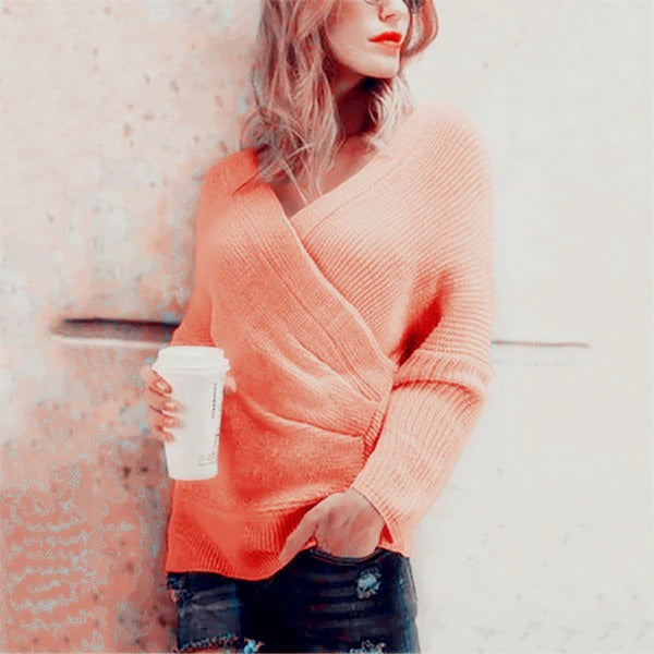 Women's ribbed knit wrap cardigan relaxed fit V-neck cozy everyday layering piece