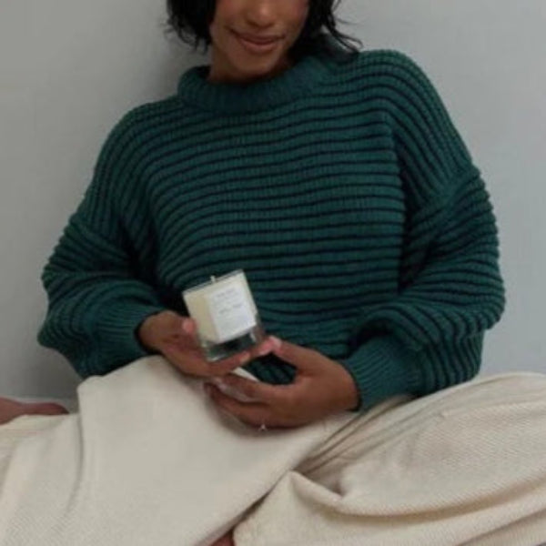 Women's wool blend oversized knit sweater high collar ribbed texture cozy autumn winter style