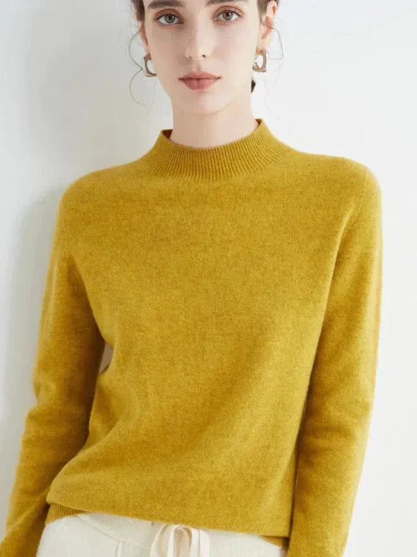 Women's wool blend knit sweater regular fit long sleeve ribbed round neck cozy essential