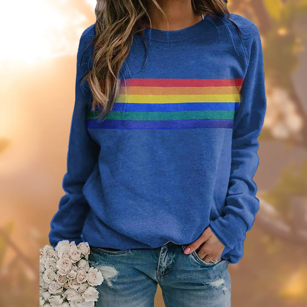 Women's relaxed fit striped crew neck pullover sweater soft knit casual cozy everyday style
