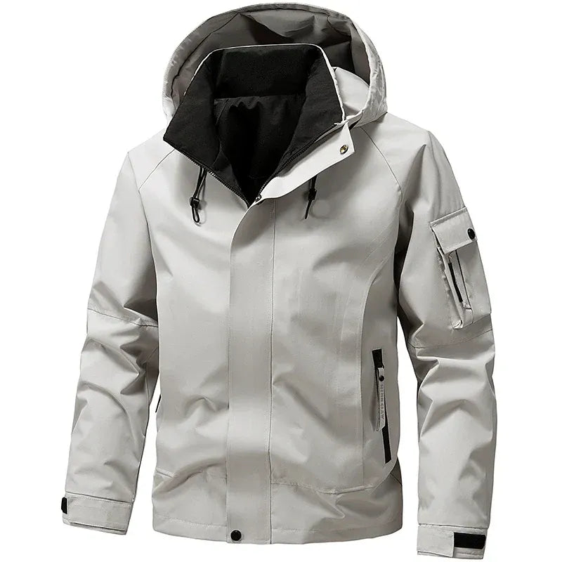 Men's water-resistant hooded jacket regular fit with utility pockets for all-weather outdoor wear