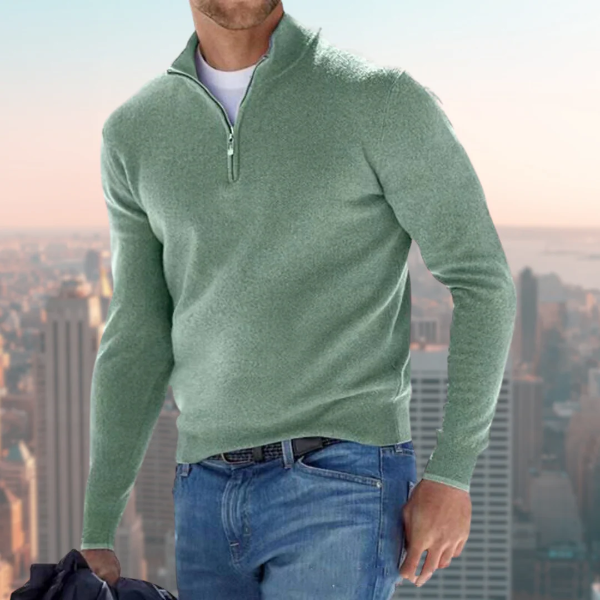 Men's soft breathable sweatshirt regular fit quarter zip stand collar everyday casual wear