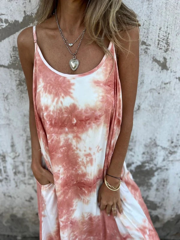 Women's relaxed fit maxi dress spaghetti straps scoop neck breezy silhouette everyday comfort