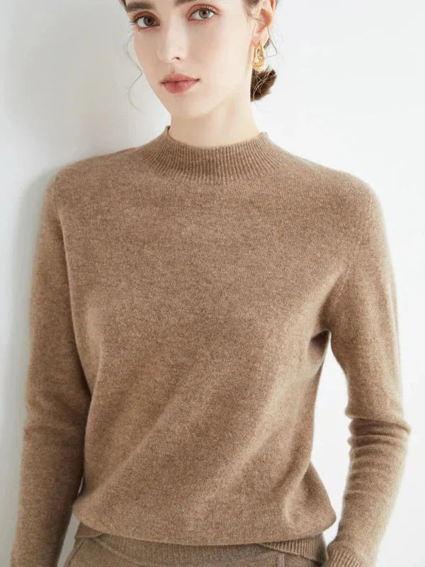 Women's wool blend pullover sweater, regular fit, long sleeve ribbed crew neck, cozy knit style