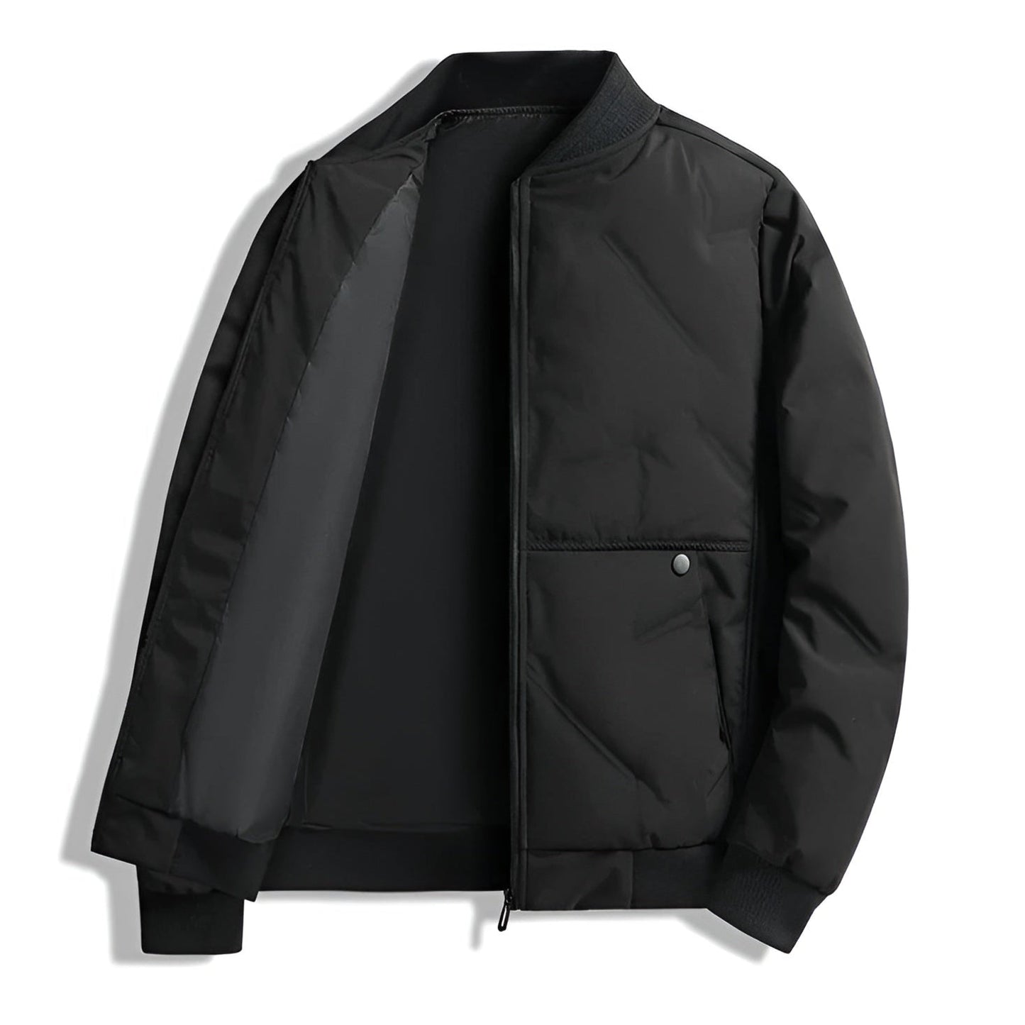 Urban Shell Jacket matte black lightweight insulated city-ready slim silhouette everyday cold-weather wear