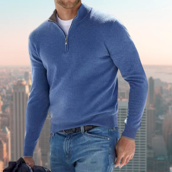 Men's breathable regular fit sweatshirt with quarter zip stand collar for everyday casual wear