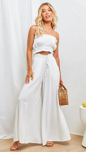 Women's maxi skirt relaxed fit pleated flowing cotton blend with elastic drawstring waist