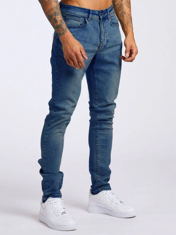 Men's slim fit stretchable denim jeans full length casual wear with all-day comfort design