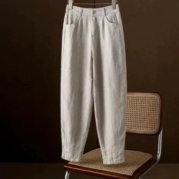 Women's relaxed fit high waist ankle pants cotton blend tapered leg with pockets