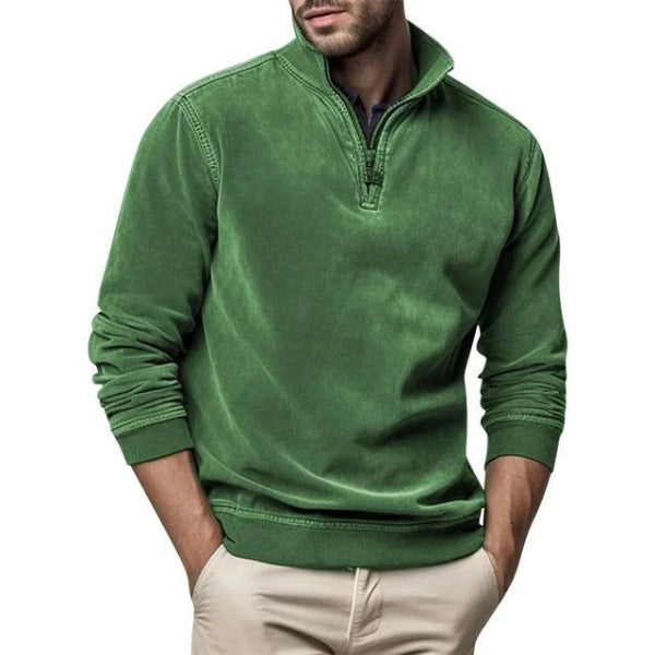 Men's gray quarter-zip fleece pullover regular fit with ribbed edges for everyday comfort