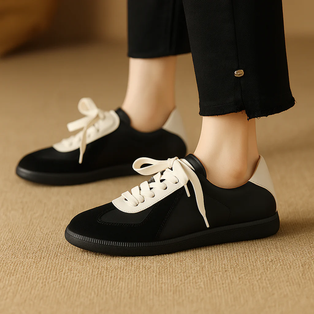 Women's white genuine leather sneakers low-top casual style with durable real-leather upper