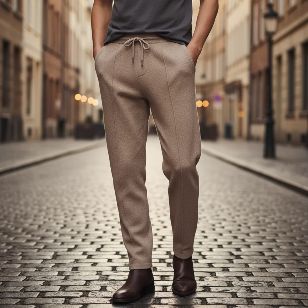 Men's slim tapered jogger pants lightweight durable polyester elastic waistband casual everyday active fit