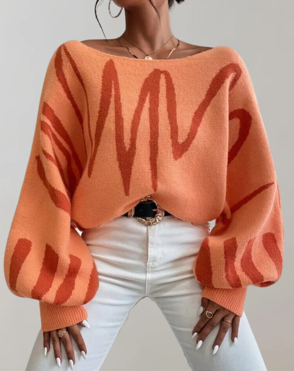 Women's cropped off-shoulder knit top relaxed fit with lantern sleeves casual chic style