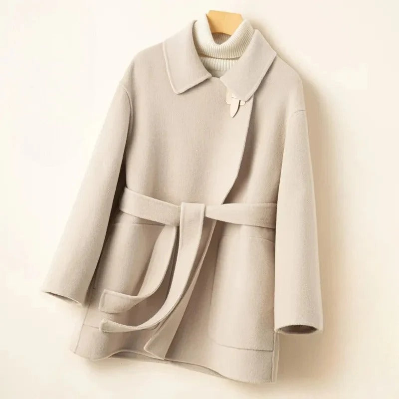 Cavalli belted wool coat double-sided fabric tailored silhouette polished professional luxury outerwear