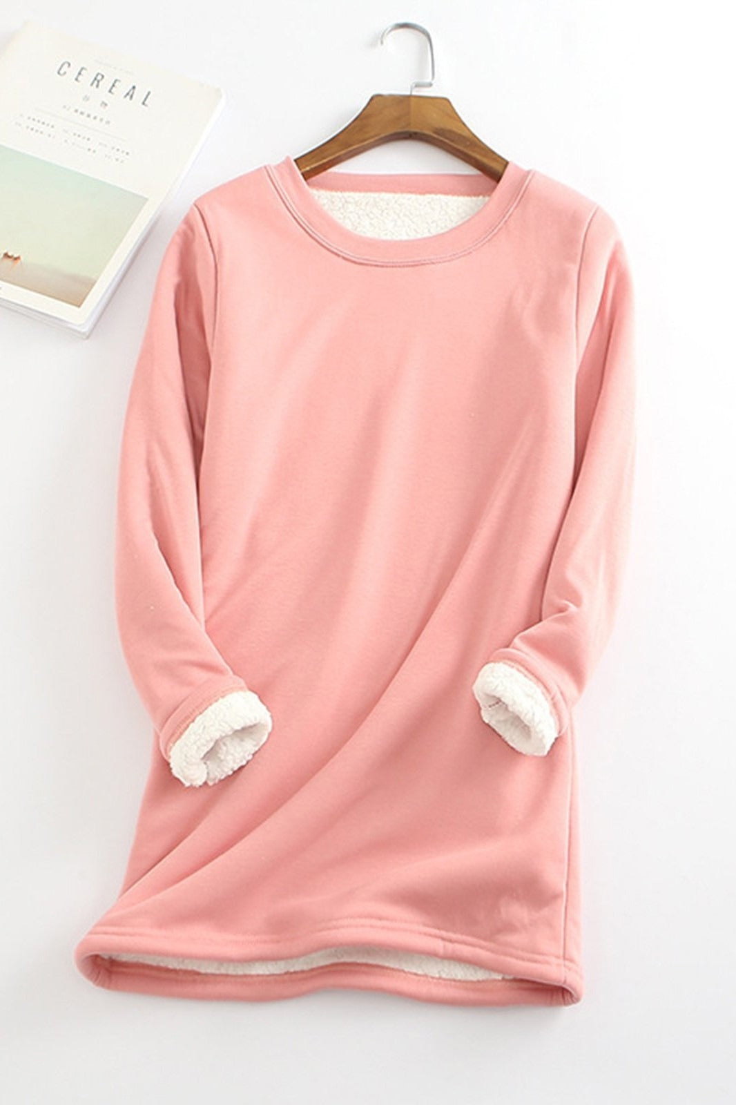 Women's fleece-lined tunic top relaxed fit cozy everyday layer for chilly days