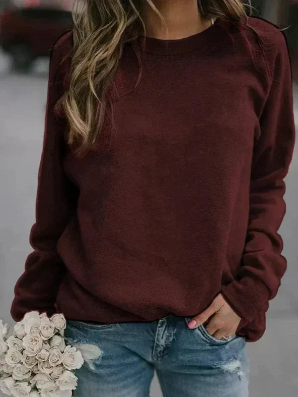 Women's soft knit pullover sweater relaxed fit long sleeve round neck cozy warm everyday style