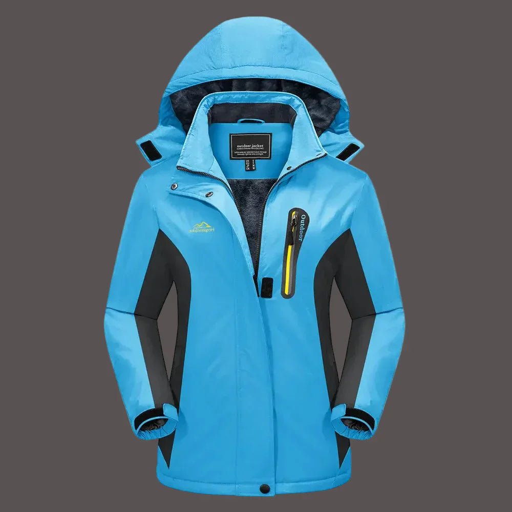 Women's water-resistant fleece-lined outdoor jacket in city-ready style with wind-proof durable shell