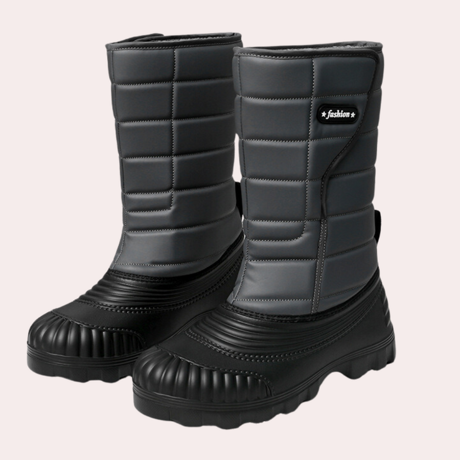 Jhase men's winter boots black lace-up cold weather outdoor boots with durable grip sole