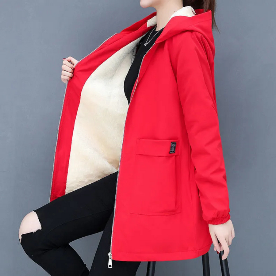 Women's casual hooded jacket comfortable everyday fit durable wind-resistant hood