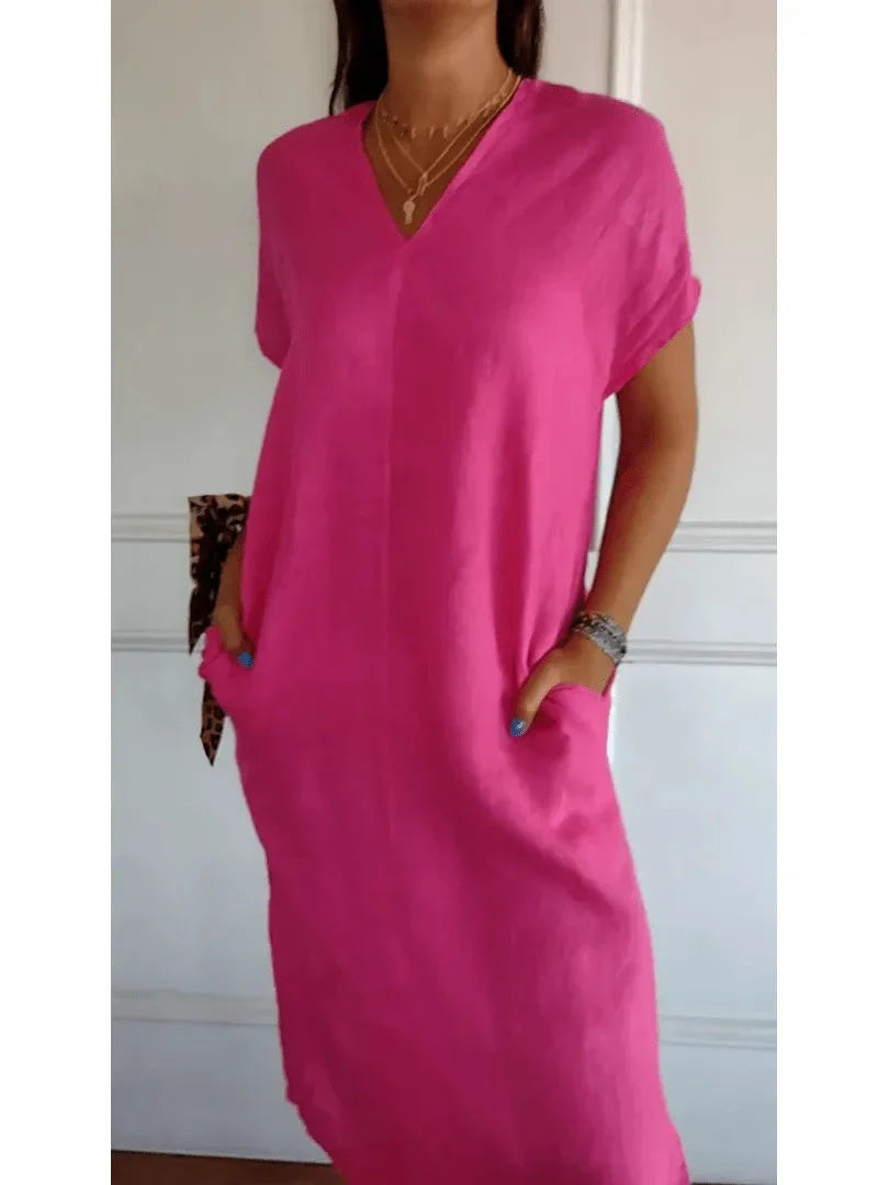 Vibrant green relaxed-fit tummy-flattering dress with slimming silhouette for all-day comfort