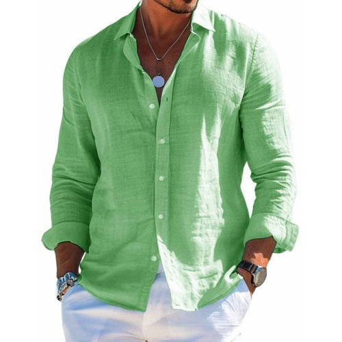 Men's relaxed fit long sleeve shirt in clean modern silhouette, versatile everyday layering piece