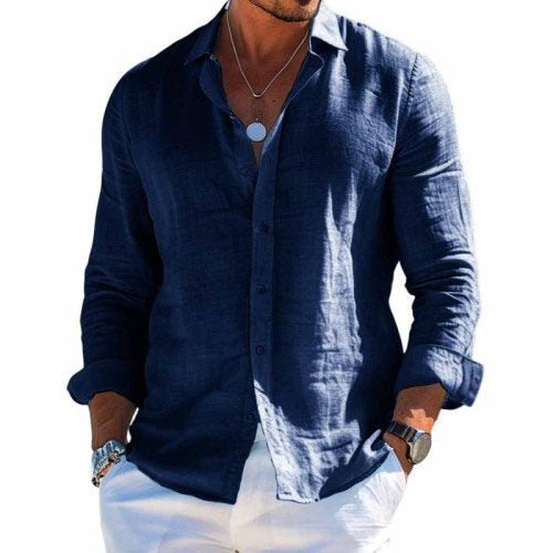Men's relaxed fit long sleeve shirt in a clean modern silhouette for effortless everyday style