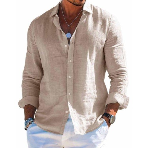 Men's relaxed fit long sleeve shirt in clean modern silhouette, effortless everyday style