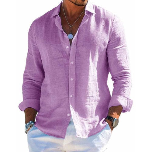 Men's relaxed fit long sleeve shirt in clean modern silhouette, versatile everyday layering piece