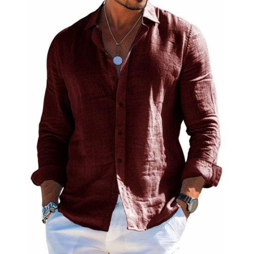 Men's relaxed fit long sleeve shirt in clean modern silhouette, versatile everyday layering piece