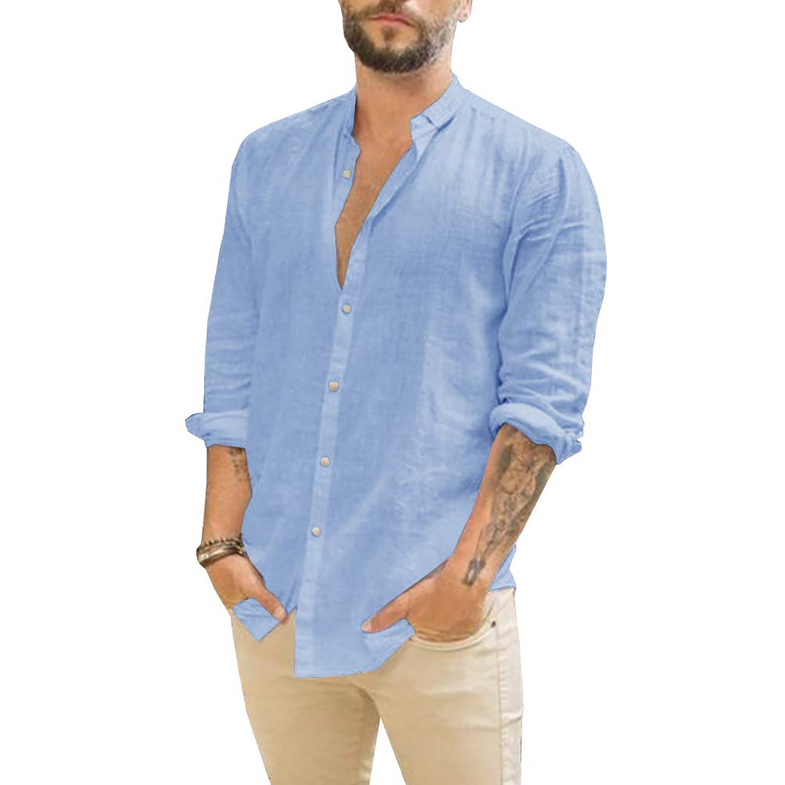 Damian men's solid linen shirt breathable slim fit timeless silhouette for modern gentlemen