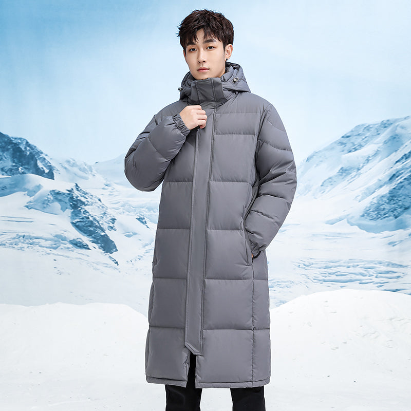 Unisex long black down winter jacket lightweight insulation extreme cold full coverage street style