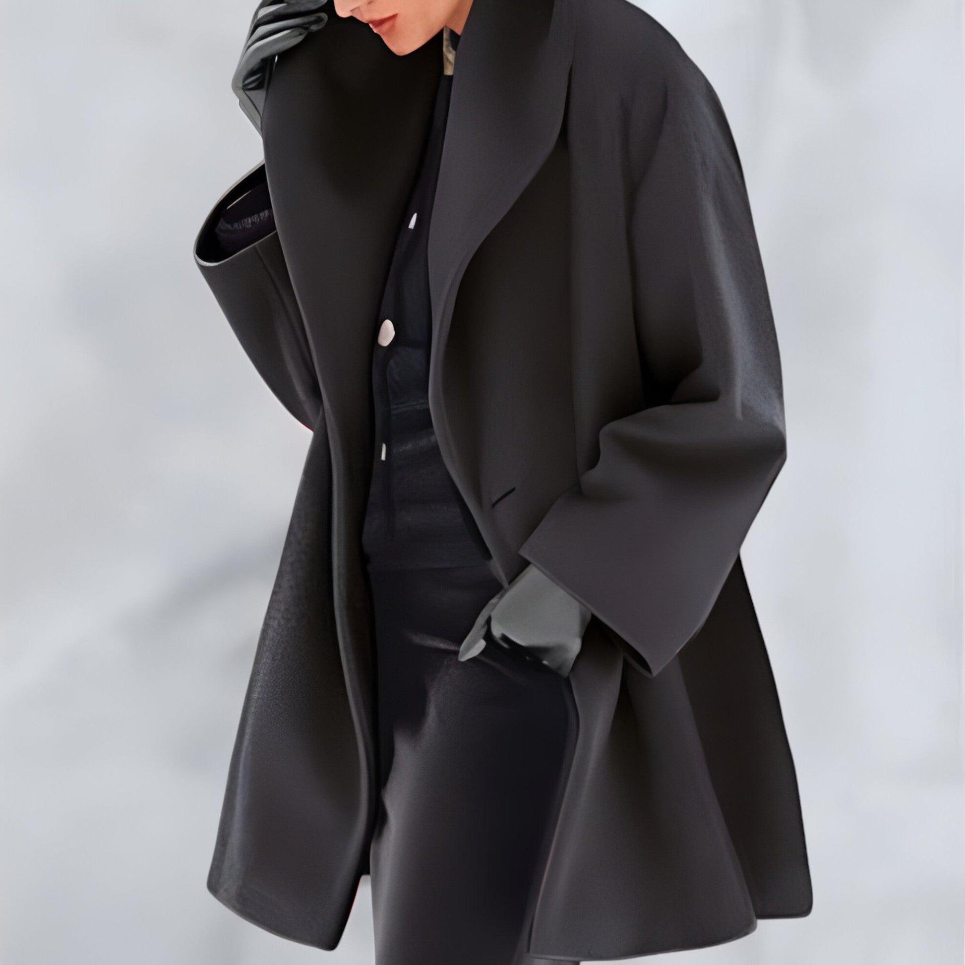 Women's windproof winter coat elegant H-line silhouette with luxe collar warm outerwear