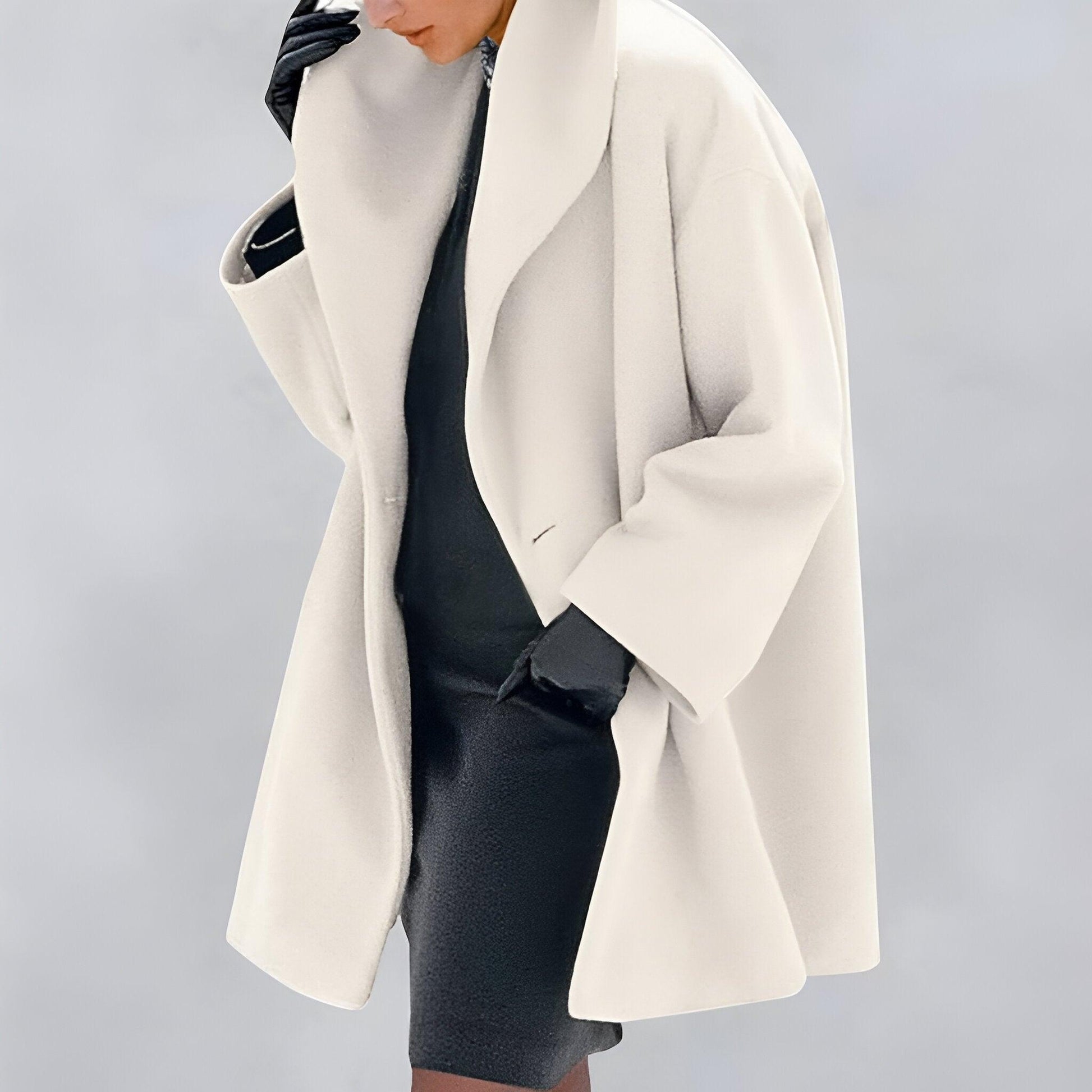 Women's windproof winter coat elegant H-line silhouette with luxe collar warm outerwear