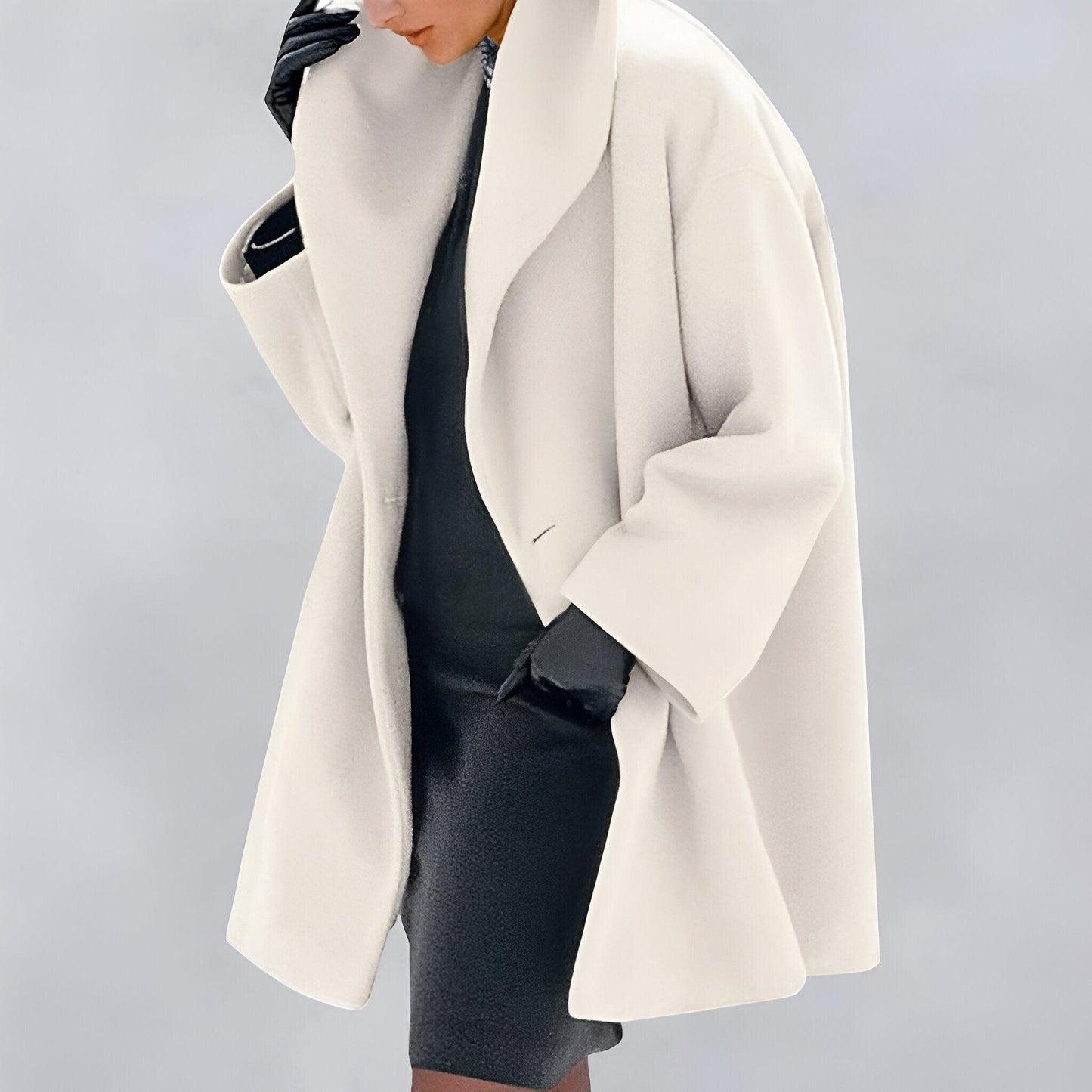 Women's windbreaker coat shawl collar elegant outerwear windproof all-season cozy autumn winter style