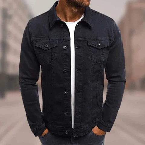 Men's slim-fit blue denim jacket with urban style and durable high-quality material for everyday wear