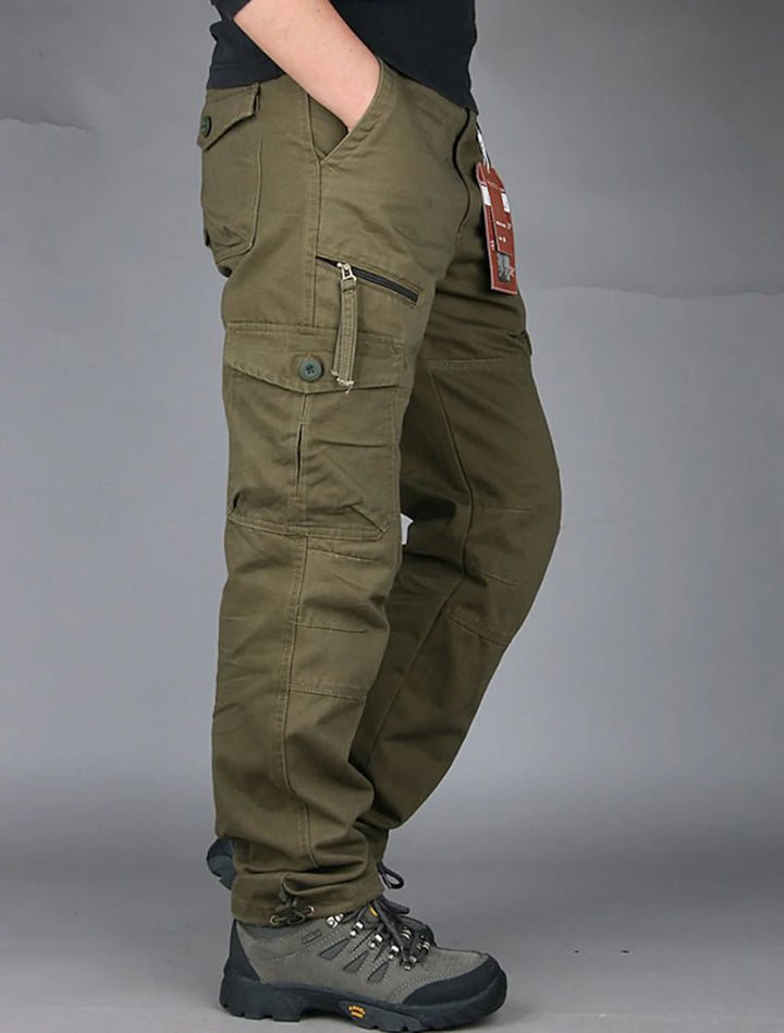 Siam men's straight-leg cargo pants in neutral tone with fashion-forward multi-pocket design