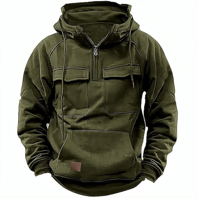 Men's gray casual winter hoodie with modern slim fit and ribbed cuffs for everyday cold weather wear