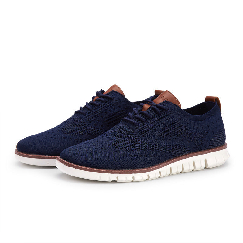 Men's gray breathable lace-up shoes lightweight flexible sole comfort for office and everyday wear