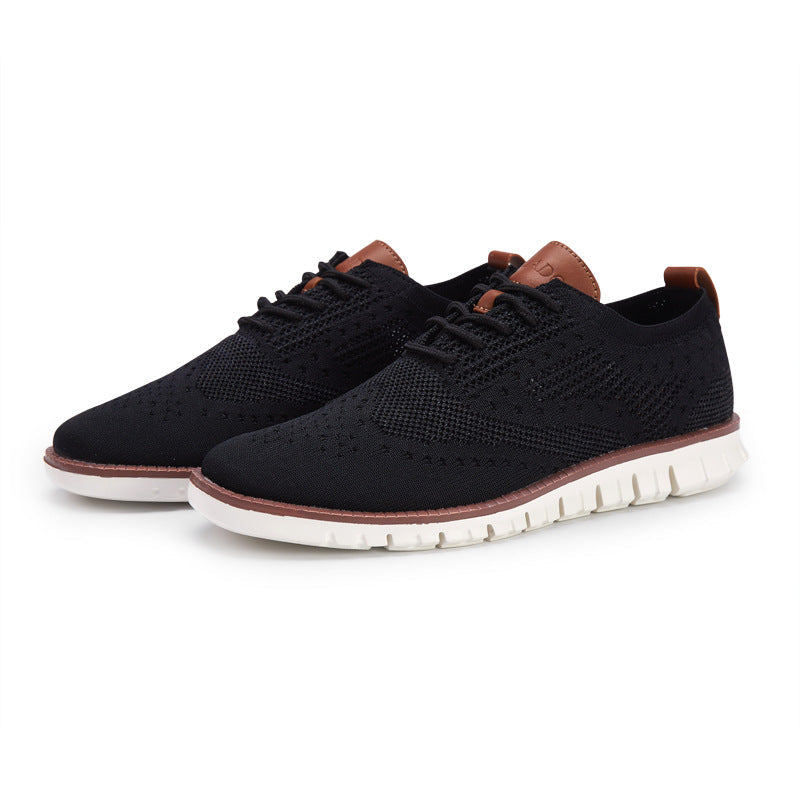 Men's gray breathable lace-up shoes lightweight flexible sole for office and everyday comfort