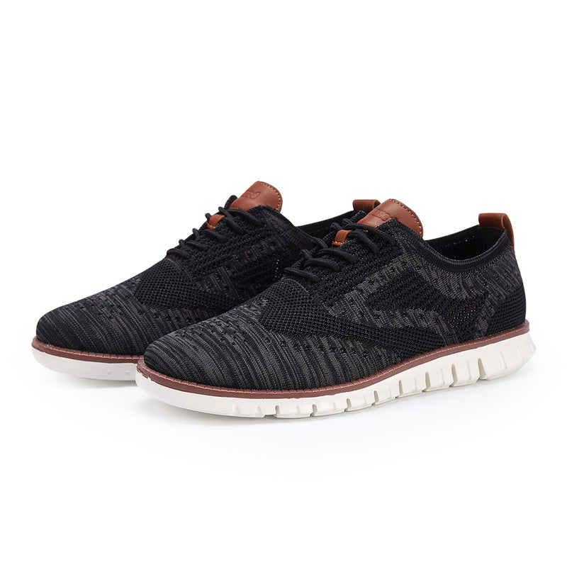 Men's gray breathable lace-up shoes lightweight flexible sole for office and everyday wear