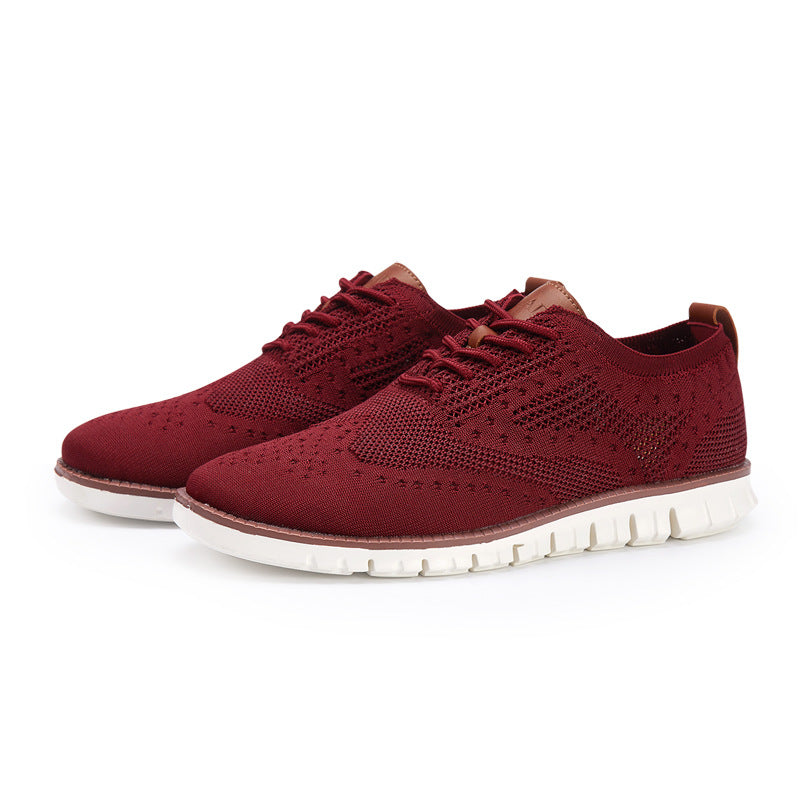 Men's gray breathable lace-up shoes lightweight flexible sole for office and everyday comfort